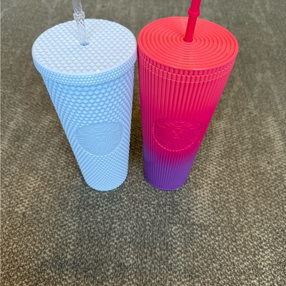 Starbucks Pink Sunset Ombré Tumbler And White Studded Tumbler Lot Of Two - Picture 2 of 11